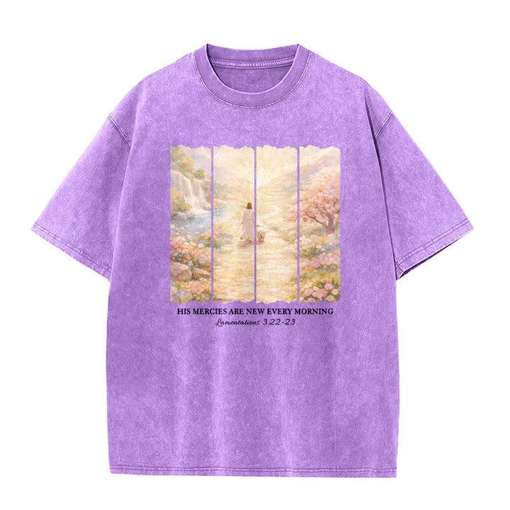 Christianartworkshop Le sue misericordie si rinnovano ogni mattina - T-shirt unisex lavata - Viola - 5XL - image 0
