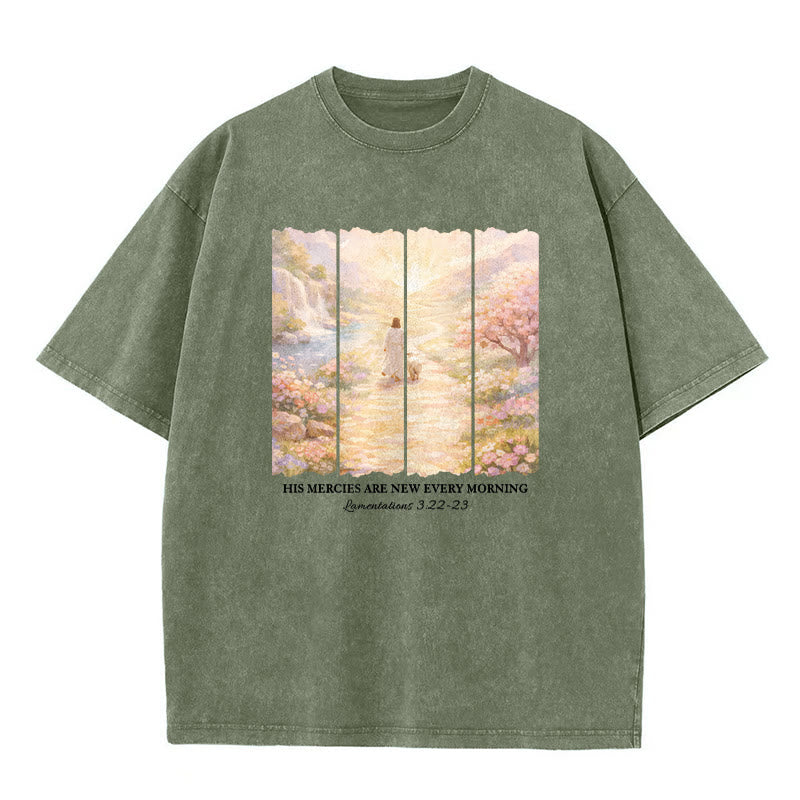 Christianartworkshop Le sue misericordie si rinnovano ogni mattina - T-shirt unisex lavata - Verde militare - 5XL - image 4