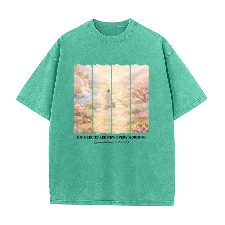 Christianartworkshop Le sue misericordie si rinnovano ogni mattina - T-shirt unisex lavata - Verde - 5XL - image 3