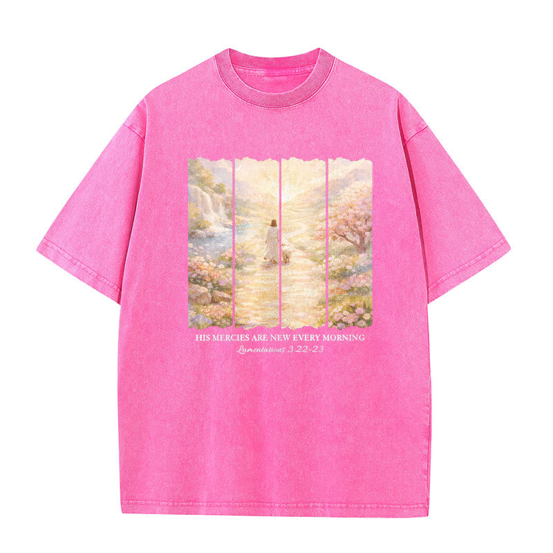 Christianartworkshop Le sue misericordie si rinnovano ogni mattina - T-shirt unisex lavata - Rosa - 5XL - image 7
