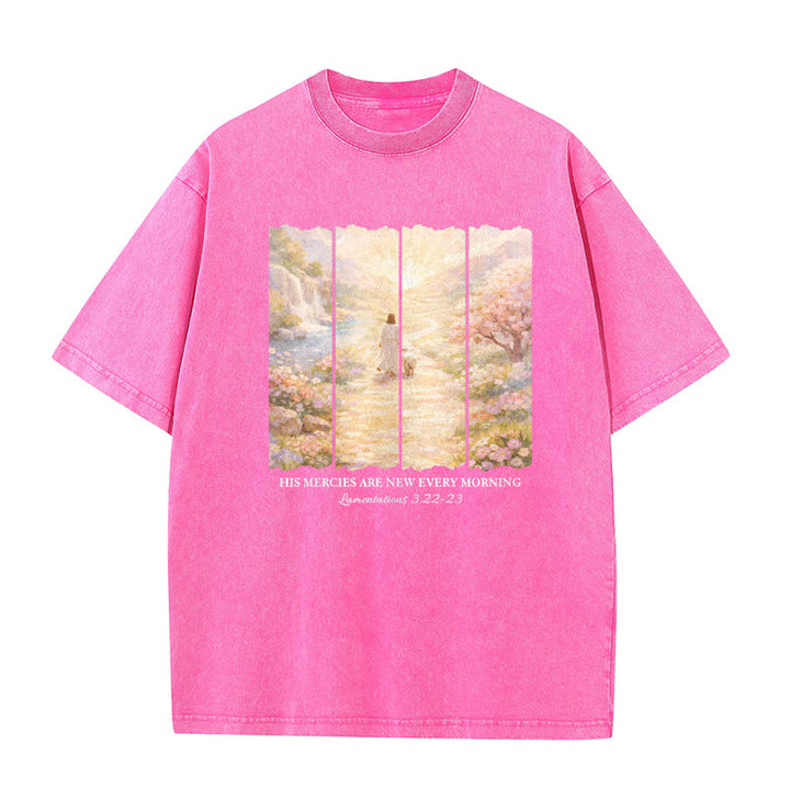 Christianartworkshop Le sue misericordie si rinnovano ogni mattina - T-shirt unisex lavata - Rosa - 5XL - image 7
