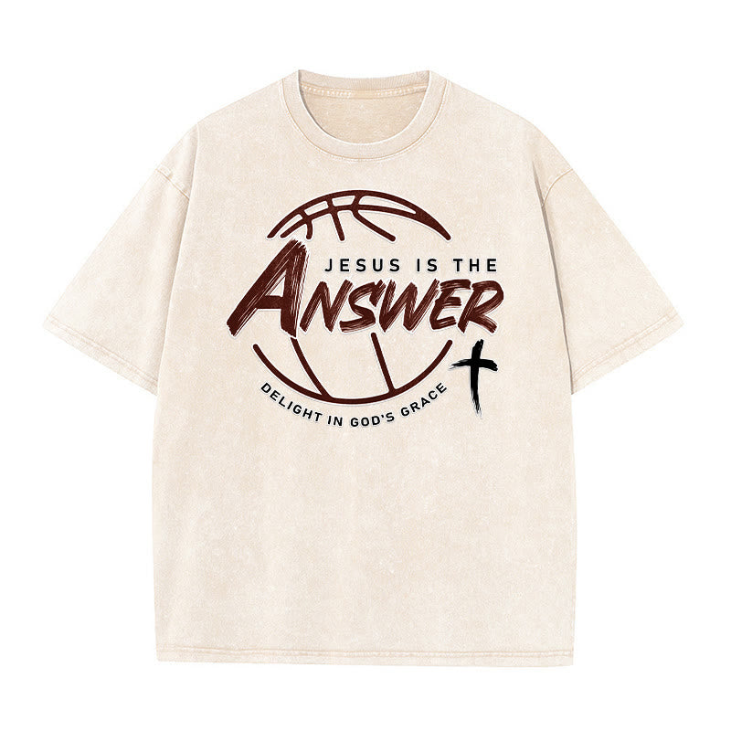 Christianartworkshop Maglietta unisex lavata Street Style Jesus Is The Answer - Beige - 5XL - image 0