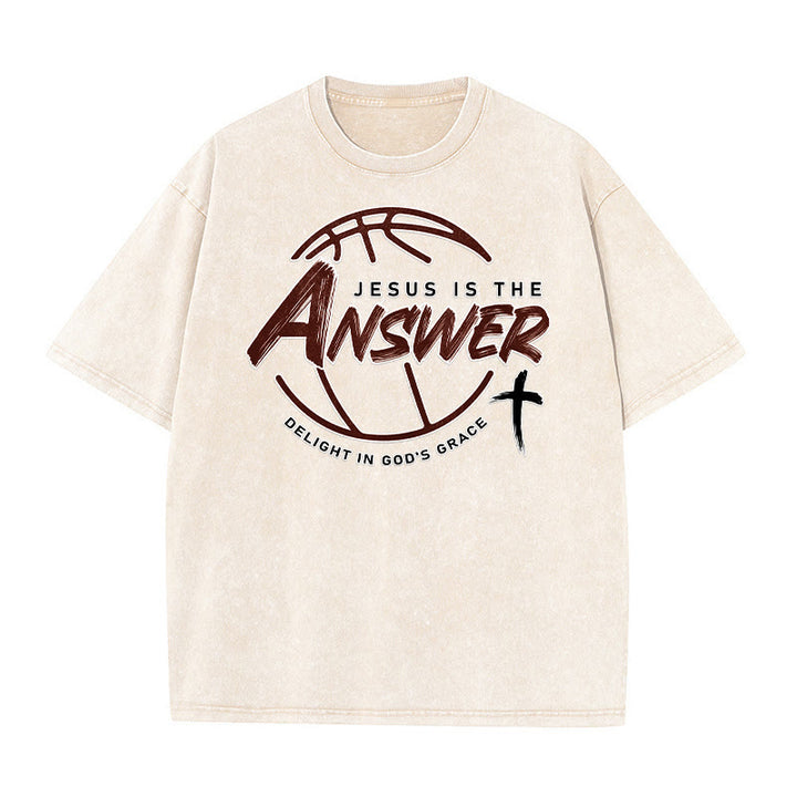 Christianartworkshop Maglietta unisex lavata Street Style Jesus Is The Answer - Beige - 5XL - image 0