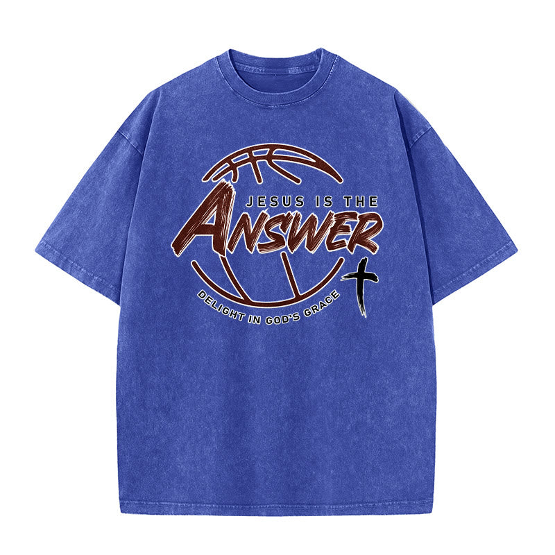 Christianartworkshop Maglietta unisex lavata Street Style Jesus Is The Answer - Blu - 5XL - image 6