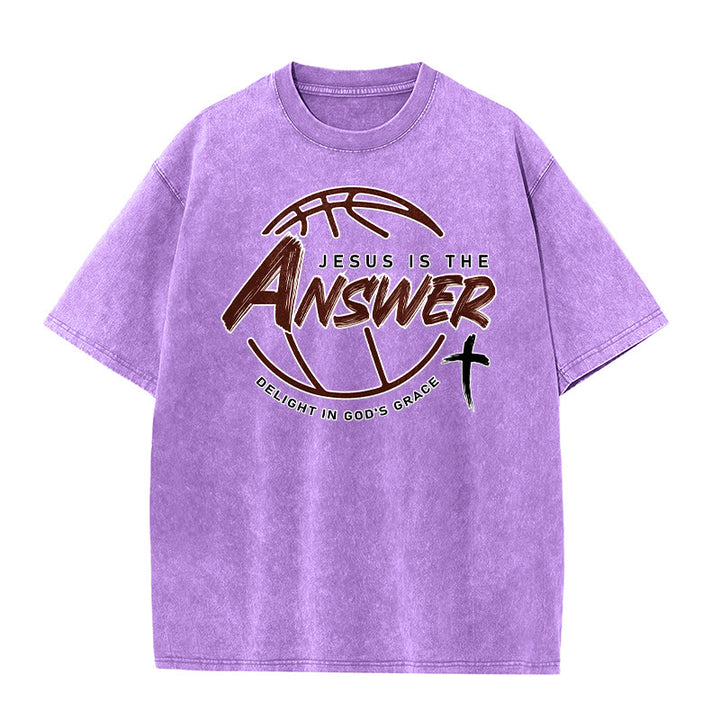 Christianartworkshop Maglietta unisex lavata Street Style Jesus Is The Answer - Viola - 5XL - image 7