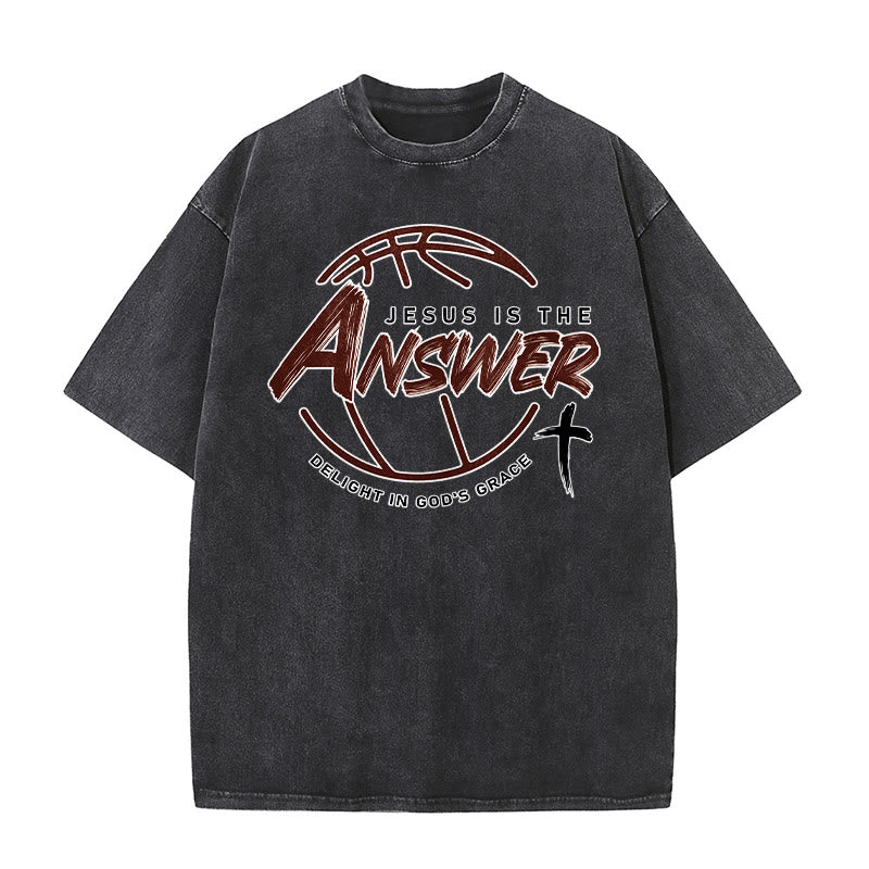 Christianartworkshop Maglietta unisex lavata Street Style Jesus Is The Answer - Nero - 5XL - image 1