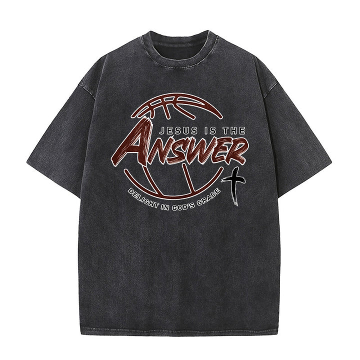 Christianartworkshop Maglietta unisex lavata Street Style Jesus Is The Answer - Nero - 5XL - image 1