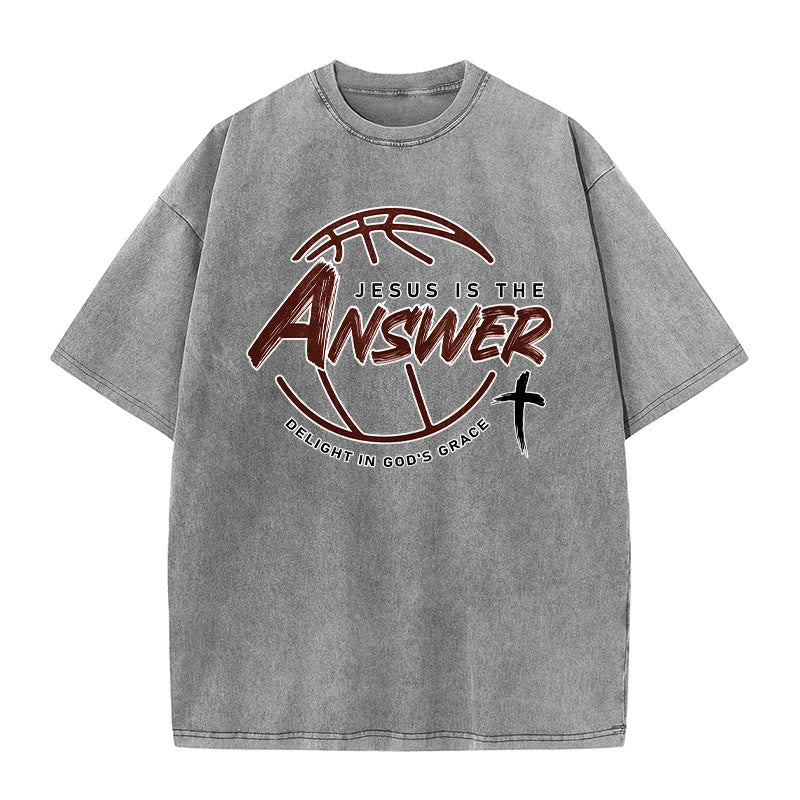Christianartworkshop Maglietta unisex lavata Street Style Jesus Is The Answer - Grigio - 5XL - image 2