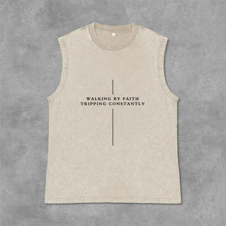 Christianartworkshop Walking By Faith Inciapping Constantly Cross Canotta unisex lavata - Beige - 2XL - image 0