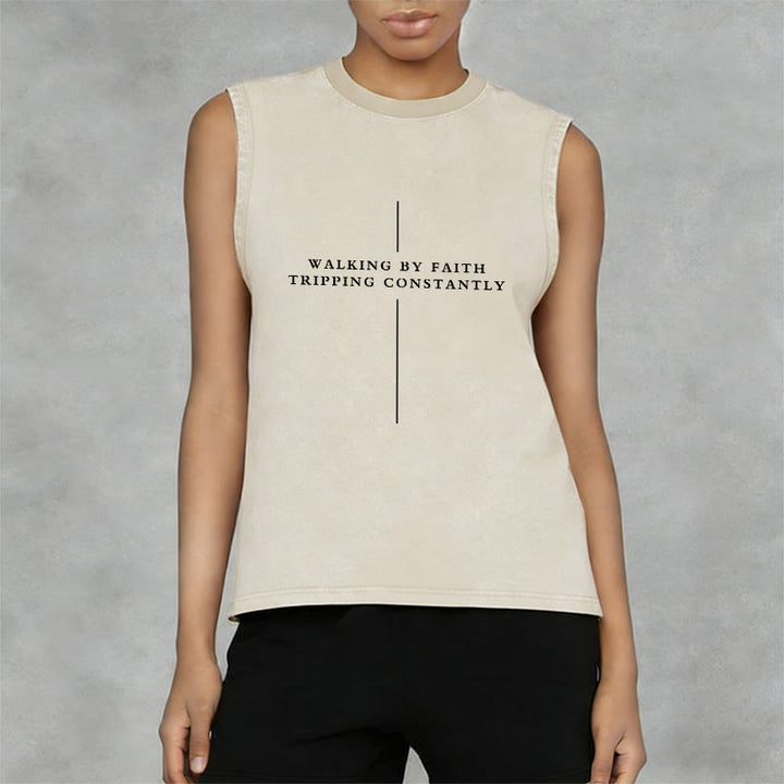 Christianartworkshop Walking By Faith Inciapping Constantly Cross Canotta unisex lavata - image 2