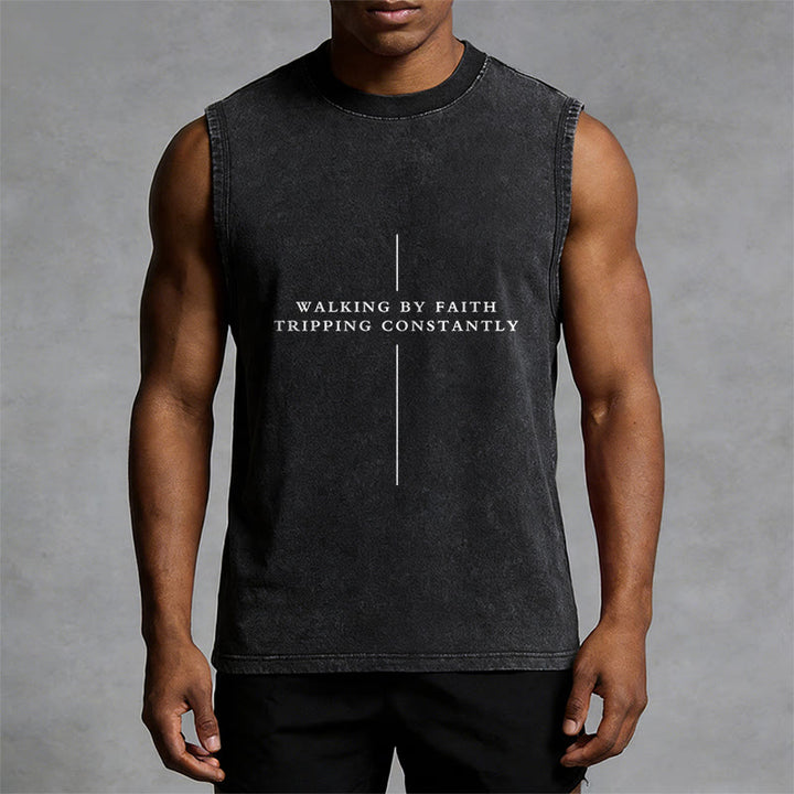 Christianartworkshop Walking By Faith Inciapping Constantly Cross Canotta unisex lavata - image 5