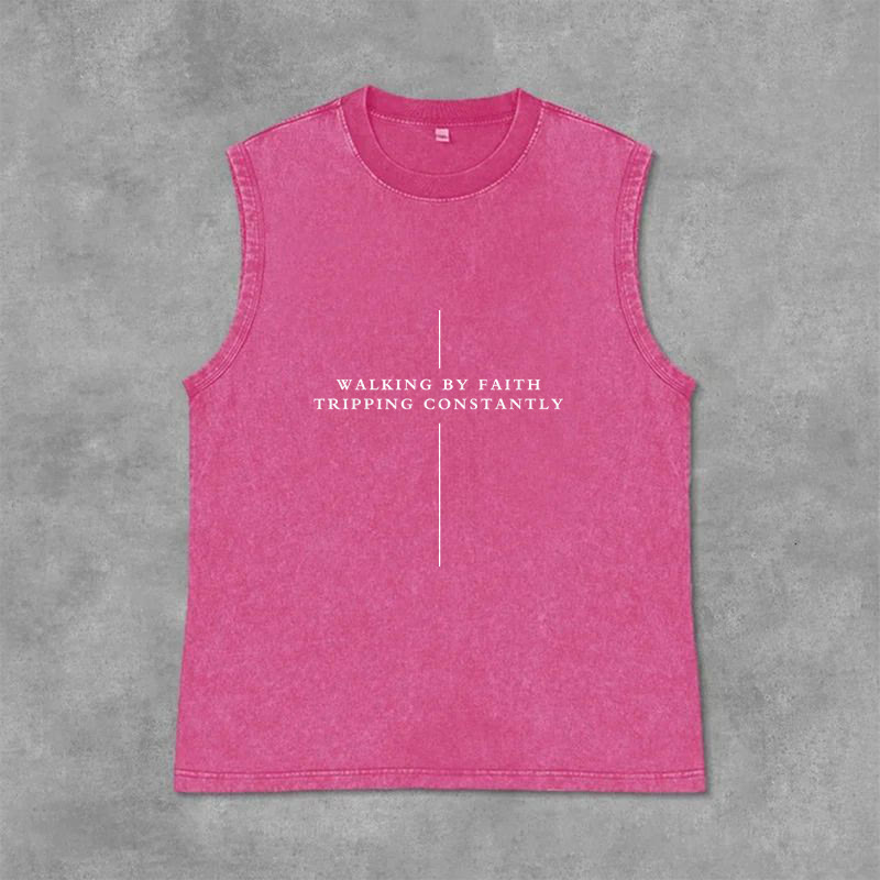 Christianartworkshop Walking By Faith Inciapping Constantly Cross Canotta unisex lavata - Rosa - 2XL - image 12