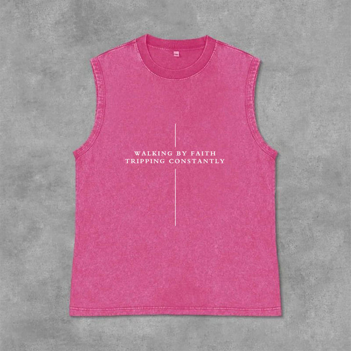 Christianartworkshop Walking By Faith Inciapping Constantly Cross Canotta unisex lavata - Rosa - 2XL - image 12