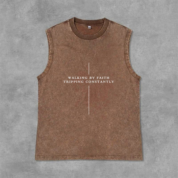 Christianartworkshop Walking By Faith Inciapping Constantly Cross Canotta unisex lavata - Marrone - 2XL - image 9