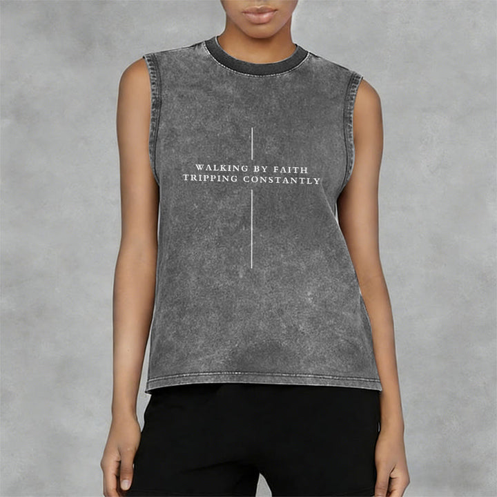 Christianartworkshop Walking By Faith Inciapping Constantly Cross Canotta unisex lavata - image 8