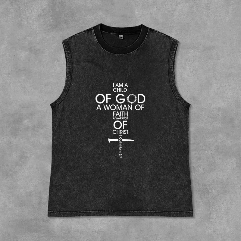 Christianartworkshop Canotta unisex lavata "Figlia di Dio, Donna di Fede" - Nero - 2XL - image 0