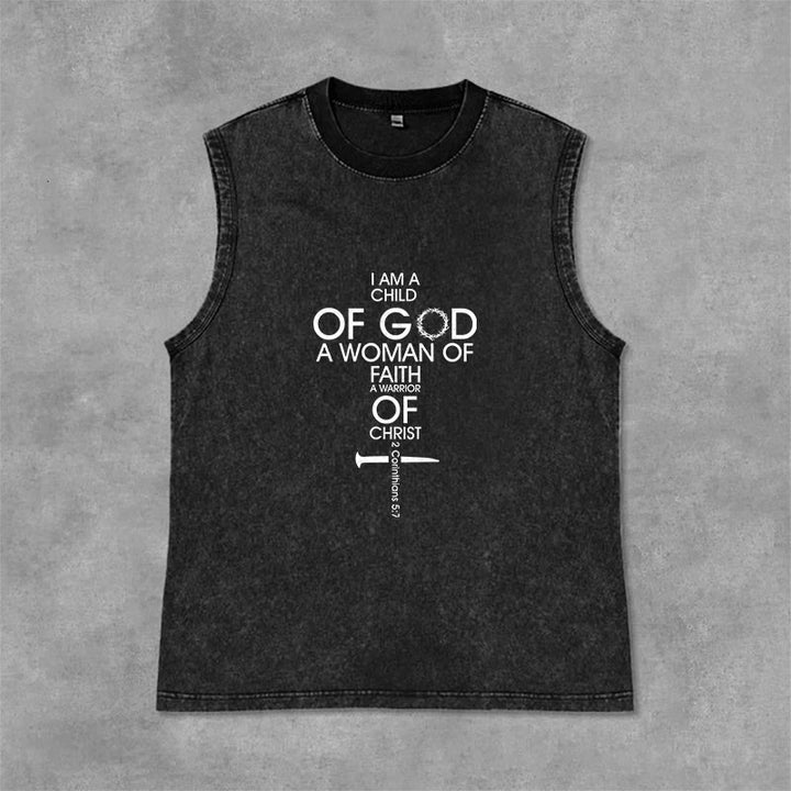 Christianartworkshop Canotta unisex lavata "Figlia di Dio, Donna di Fede" - Nero - 2XL - image 0