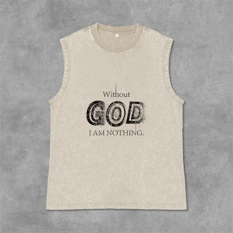 Christianartworkshop Canotta unisex lavata "Senza Dio non sono niente" - Beige - 2XL - image 9