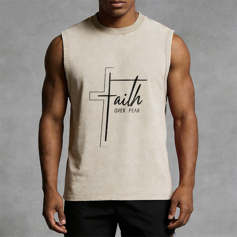 Canotta unisex lavata con scritta a mano "Faith Over Fear" Christianartworkshop - image 10