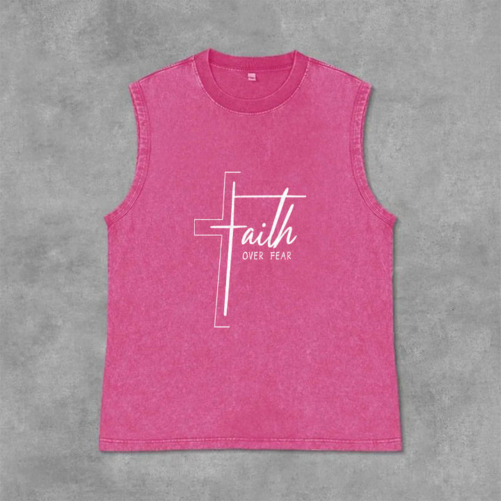 Canotta unisex lavata con scritta a mano "Faith Over Fear" Christianartworkshop - Rosa - 2XL - image 12