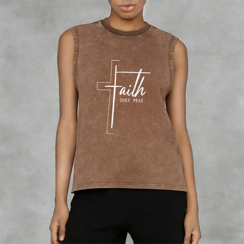 Canotta unisex lavata con scritta a mano "Faith Over Fear" Christianartworkshop - image 8