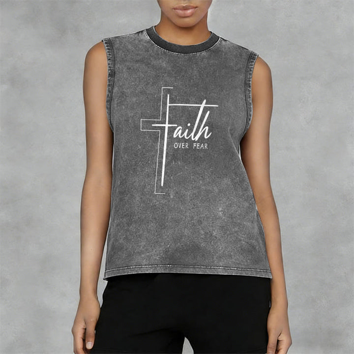 Canotta unisex lavata con scritta a mano "Faith Over Fear" Christianartworkshop - image 2