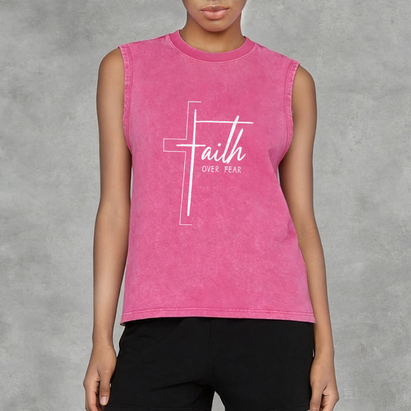 Canotta unisex lavata con scritta a mano "Faith Over Fear" Christianartworkshop - image 14