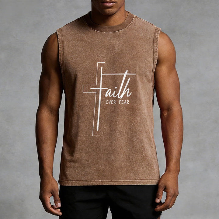 Canotta unisex lavata con scritta a mano "Faith Over Fear" Christianartworkshop - image 7