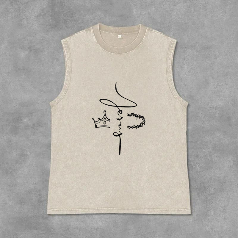 Christianartworkshop Canotta unisex lavata con corona di spine di Gesù - Beige - 2XL - image 9