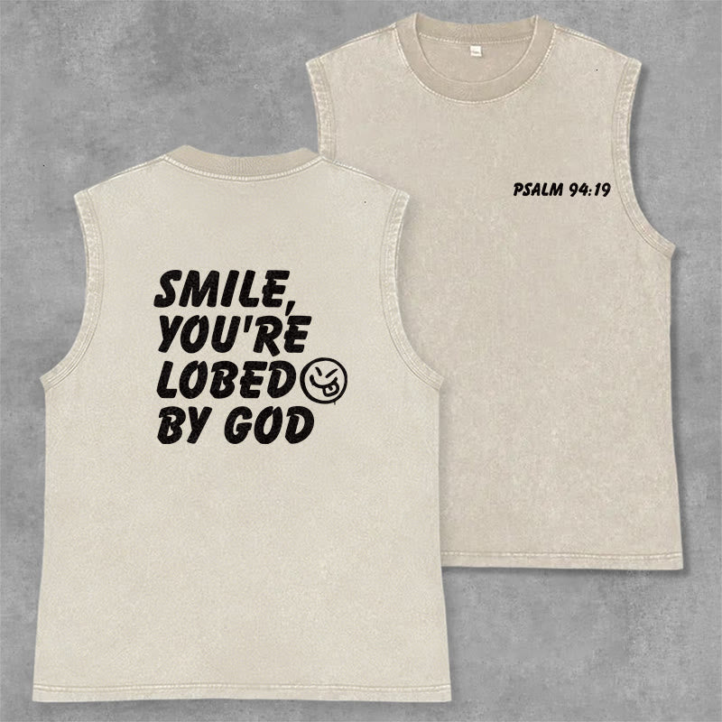 Christianartworkshop Canotta unisex lavata con la scritta "Sorridi, sei amato da Dio". - Beige - 2XL - image 21