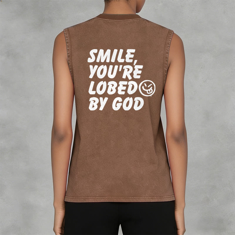 Christianartworkshop Canotta unisex lavata con la scritta "Sorridi, sei amato da Dio". - image 17
