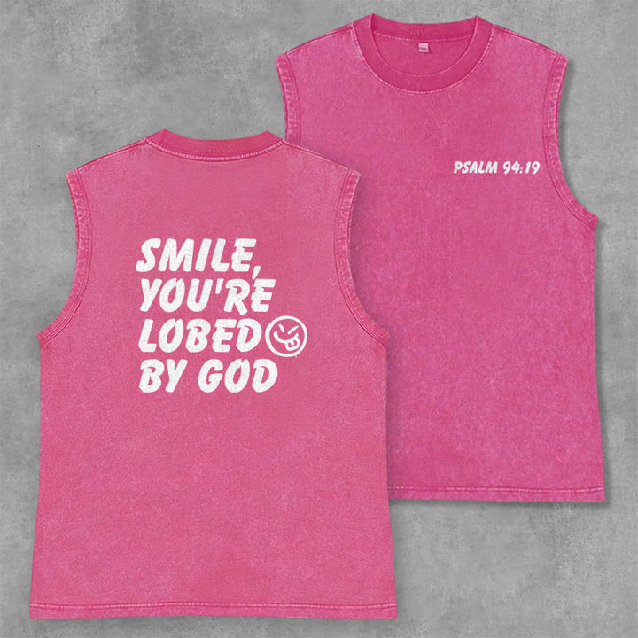 Canotta unisex lavata Christianartworkshop "Sorridi, sei amato da Dio" - Rosa - 2XL - image 28