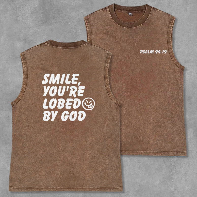 Canotta unisex lavata Christianartworkshop "Sorridi, sei amato da Dio" - Marrone - 2XL - image 14