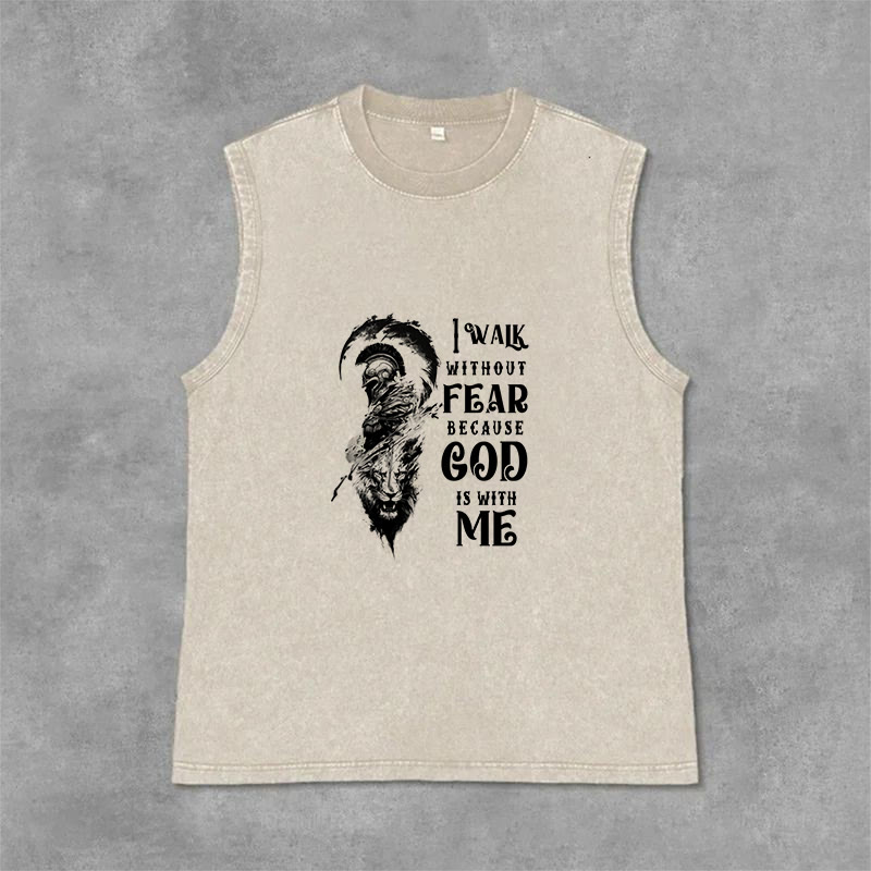 Christianartworkshop Cammino senza paura, Dio è con me - Canotta unisex lavata - Beige - 2XL - image 0