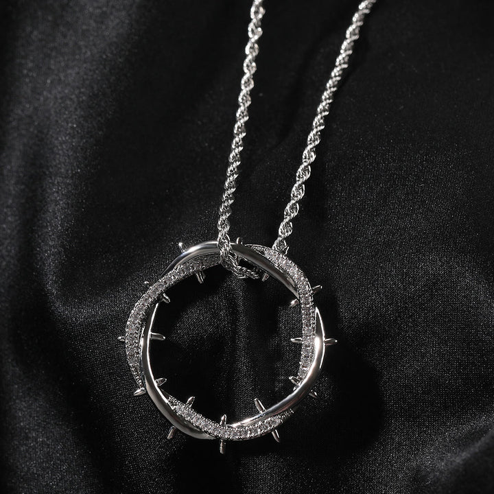 Christianartworkshop Collana Corona di Spine con Zirconi: Simbolo del sacrificio redentore di Cristo - Argento - image 2