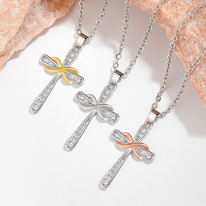 Christianartworkshop Collana con croce dell'infinito e zirconi: simbolo dell'amore eterno di Cristo - image 2