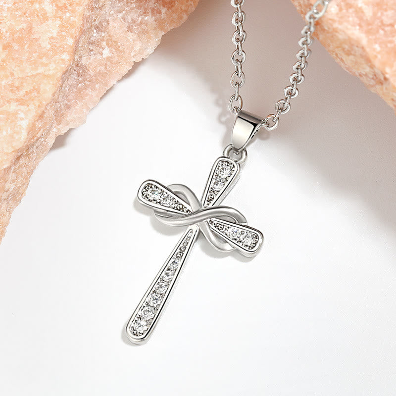 Christianartworkshop Collana con croce dell'infinito e zirconi: simbolo dell'amore eterno di Cristo - Argento - image 4