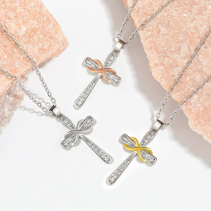 Christianartworkshop Collana con croce dell'infinito e zirconi: simbolo dell'amore eterno di Cristo - image 1