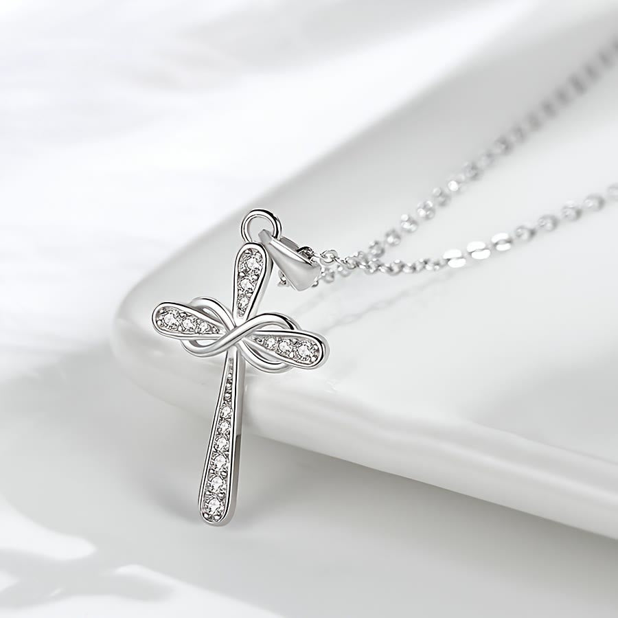 Christianartworkshop Collana con croce dell'infinito e zirconi: simbolo dell'amore eterno di Cristo - D'oro - image 0