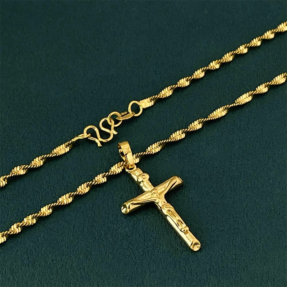 Christianartworkshop Collana con croce crocifissa color oro: simbolo del sacrificio redentore di Cristo - D'oro - image 0