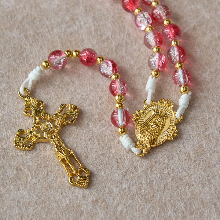 Christianartworkshop Rosario della Madonna con colomba dello Spirito Santo in perline di vetro rosso: incarna l'amore sacro e la devozione vibrante - image 10