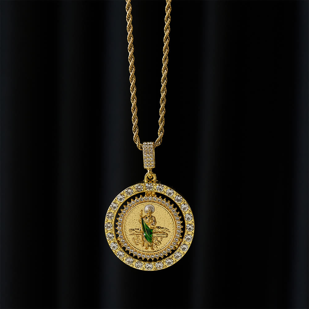 Christianartworkshop Collana con aureola di cristallo rotante di San Giuda: simbolo di grazia sacra e protezione. - image 2