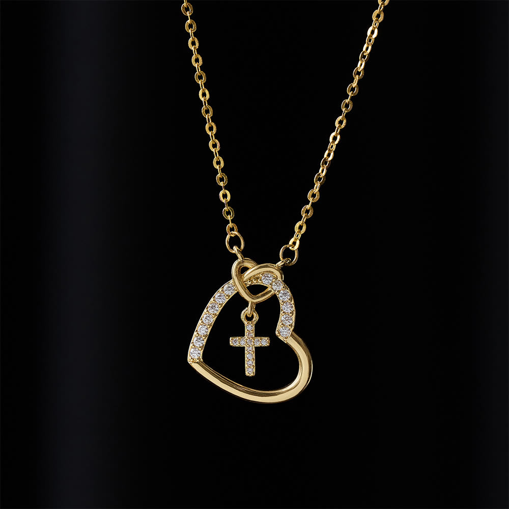 Christianartworkshop Collana con croce a cuore intrecciato e biglietto: incarna la sua gioia e grazia pasquale - image 3