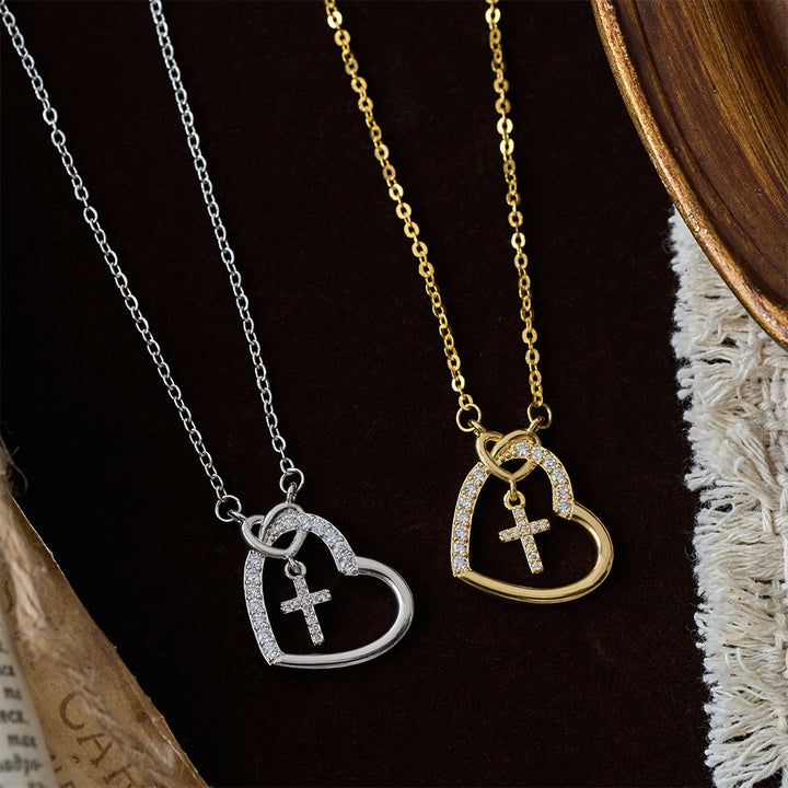 Christianartworkshop Collana con croce a cuore intrecciato e biglietto: incarna la sua gioia e grazia pasquale - image 2