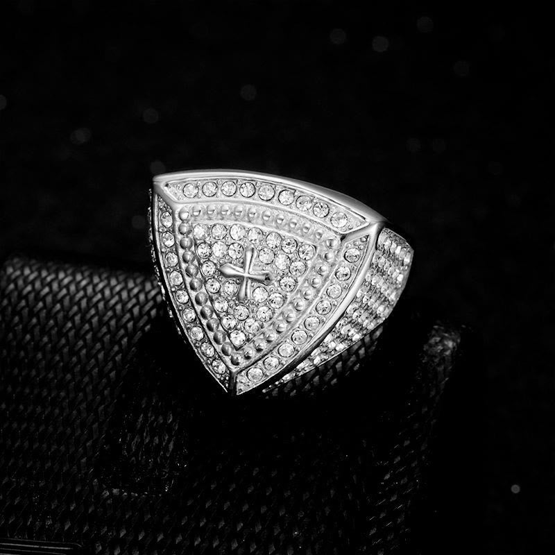 Christianartworkshop Anello con croce e scudo audace: emblema senza tempo di fede e coraggio - Argento - US 13 - image 3