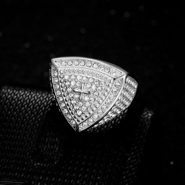 Christianartworkshop Anello con croce e scudo audace: emblema senza tempo di fede e coraggio - Argento - US 13 - image 3