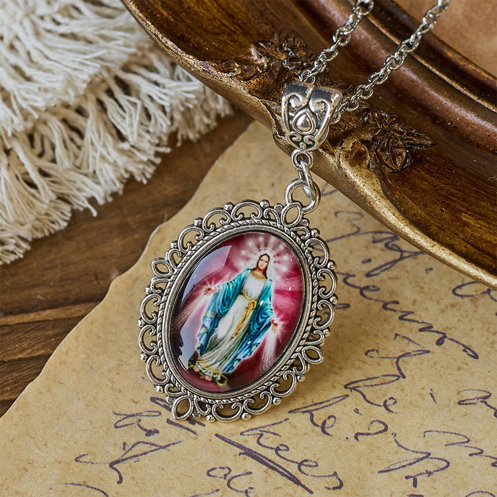 Christianartworkshop Collana con ritratto della Madonna in filigrana: simbolo di grazia sacra e luce divina - Viola - image 9