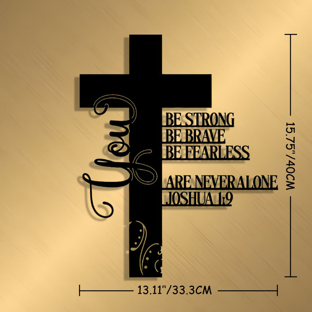 Christianartworkshop Decorazione murale in metallo con croce (Giosuè 1:9): un simbolo di fede senza paura. - Nero - 13,11''*15,75''/33,3*40cm - image 9