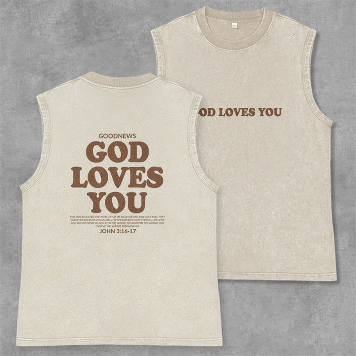 Christianartworkshop Canotta unisex lavata "Dio ti ama" - Beige - 2XL - image 7