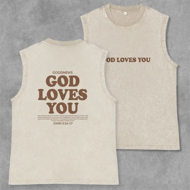 Christianartworkshop Canotta unisex lavata "Dio ti ama" - Beige - 2XL - image 8